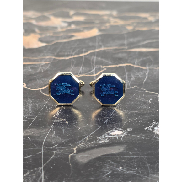 Burberrys Other - VTG Burberrys RARE Octagon Cufflinks - Blue Enamel & Gold Equestrian Knight